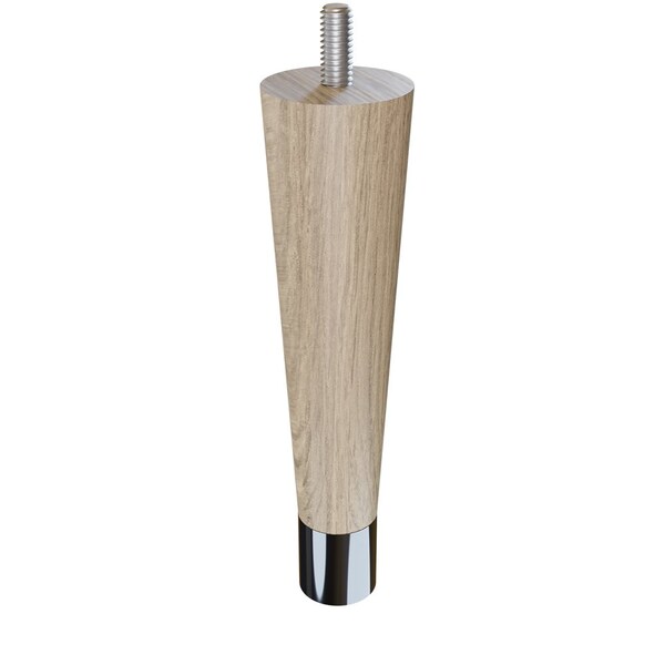 Designs Of Distinction 6" Round Tapered Leg with bolt and 1" Chrome Ferrule - White Oak 01240006WKCR6 - main